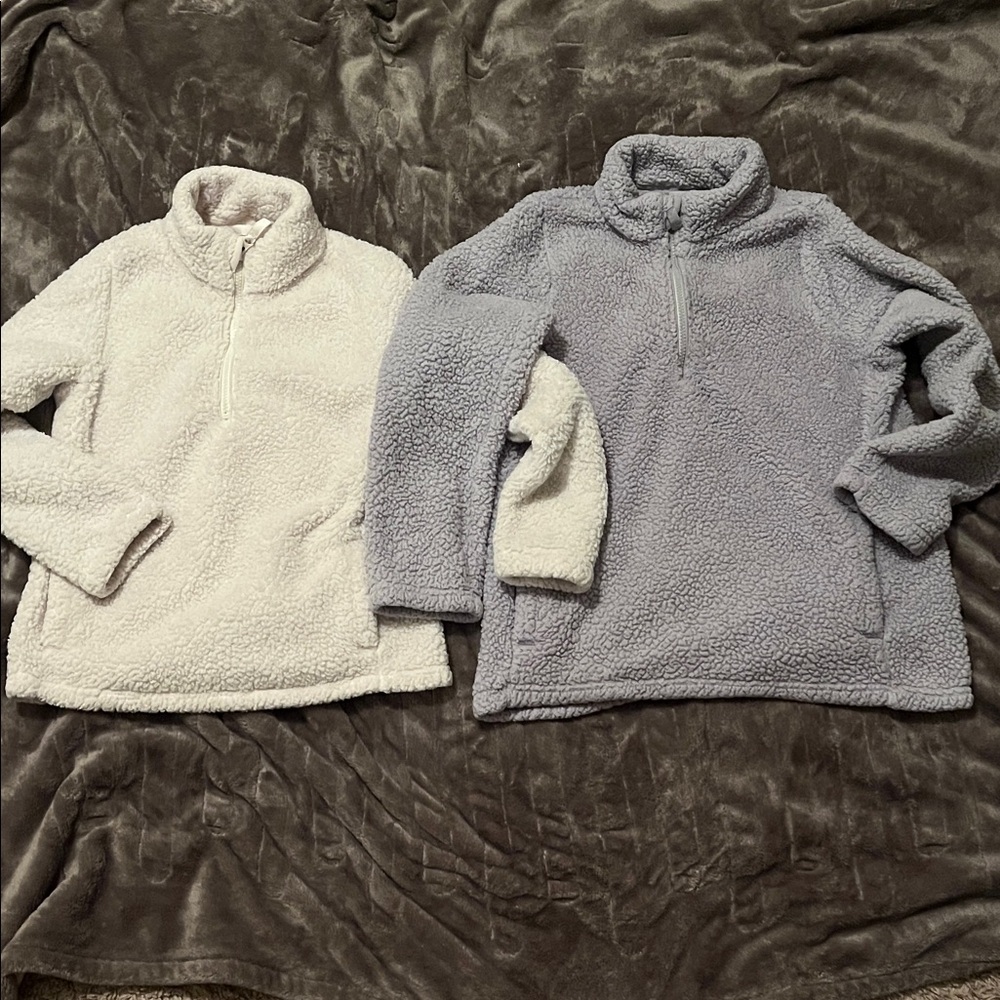 Wonder Nation Kids Fleece sweaters Cream size L (10/12), Gray size XL (14/16)